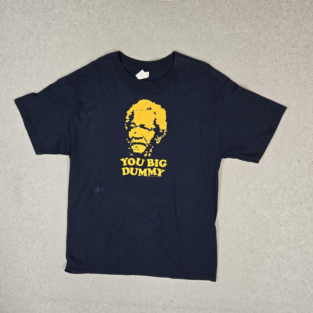 VINTAGE Redd Foxx 2004 Men Shirt L Navy You Big Dummy Portrait Graphic Print